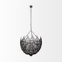 68424 - Liam I 32x30 Black Wooden Bead Bowl-Style Four Bulb Chandelier 