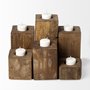 68453 - Cassius Light Brown Nine Wood Block Table Candle Holder 