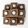 68453 - Cassius Light Brown Nine Wood Block Table Candle Holder 