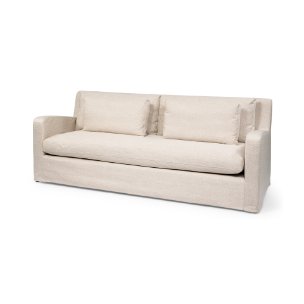 Denly II 92.5W  Beige Slipcover Three Seater Sofa 