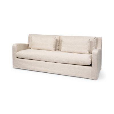 68702 - Denly II 92.5W  Beige Slipcover Three Seater Sofa 