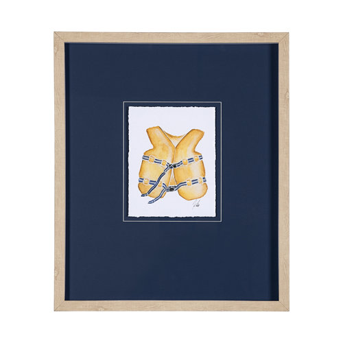 13316 - Lifejacket I by Mercana Studio a Hand Embellished Textured Framed Art Print Matted under Glass