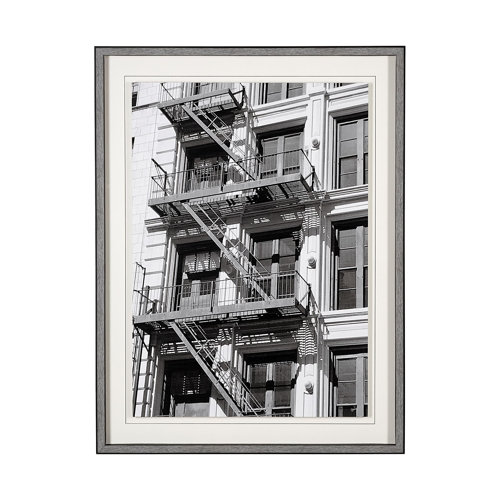 13253 - New York Fire Escape by Susan Vizary Photoy Hand Embelished Framed Photo Art Print Matted under Glas
