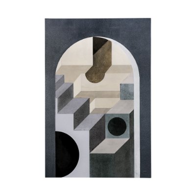 101706-L - Labyrinth II Tri Color by Mercana Studio a Hand Embellished Textured Canvas