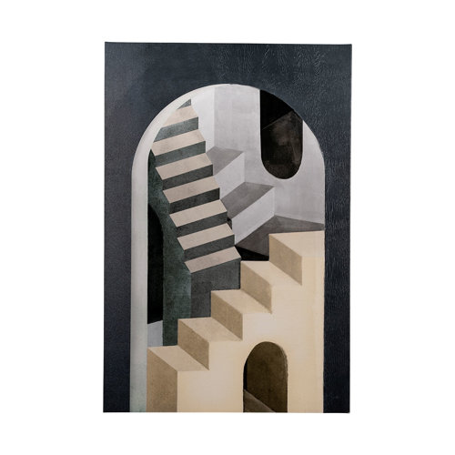 101705-L - Labyrinth I Tri Color by Mercana Studio a Hand Embellished Textured Canvas