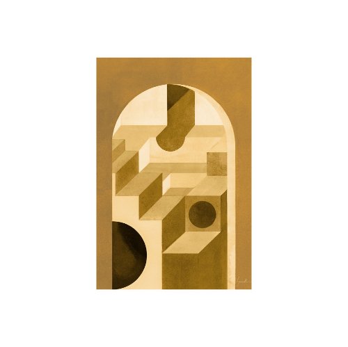 101708-S - Labyrinth II Yellow by Mercana Studio a Hand Embellished Textured Canvas