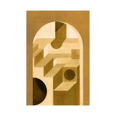 101708-L - Labyrinth II Yellow by Mercana Studio a Hand Embellished Textured Canvas