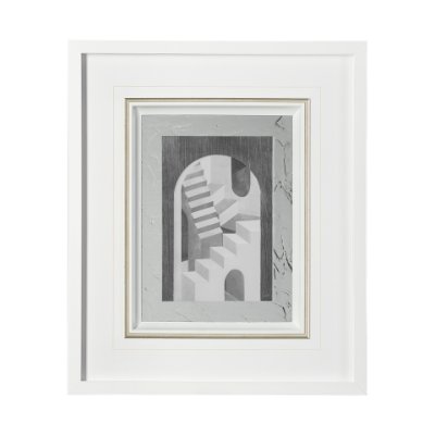 13304 - Labyrinth I Gray by Mercana Studio a Hand Embellished Textured Framed Art Print Matted under Glass