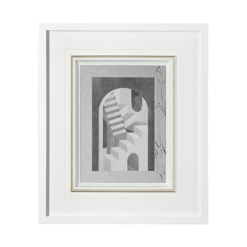13304 - Labyrinth I Gray by Mercana Studio a Hand Embellished Textured Framed Art Print Matted under Glass