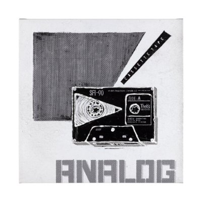 101661-L - Cassette Tape I by Alarm a Hand Embellished Textured Canvas