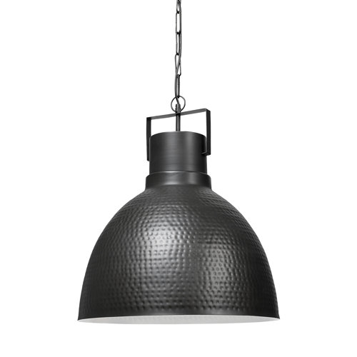68403 - Minerva 19x22 Metallic Gray Hammered Detail Pendant Light