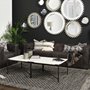 68239 - Lucas 30x30 White Marble Top Black Metal Base Coffee Table