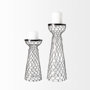 68156 - Shandra I Small Glass w/Metal Wire Snakeskin Pattern Table Candle Holder