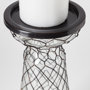 68156 - Shandra I Small Glass w/Metal Wire Snakeskin Pattern Table Candle Holder