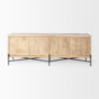 68514 - Cairo 78x19 Brown Solid Wood Black Metal Base 4 Door Cabinet Sideboard