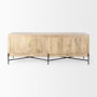 68514 - Cairo 78x19 Brown Solid Wood Black Metal Base 4 Door Cabinet Sideboard
