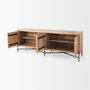 68514 - Cairo 78x19 Brown Solid Wood Black Metal Base 4 Door Cabinet Sideboard