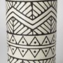 68623 - Uhura I Small Cream Black Patterned Cylindrical Vase 