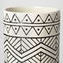 68624 - Uhura II Large Cream Black Patterned Cylindrical Ceramic Vase