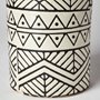 68624 - Uhura II Large Cream Black Patterned Cylindrical Ceramic Vase