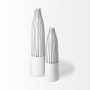 68625 - Kira I Small White Pinstripe Ceramic Vase 