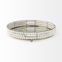 68674 - Decatur I 21L x 21W White Wooden Bead Mirrored Bottom Round Tray