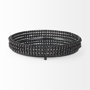68675 - Decatur II 21L x 21W Black Wooden Bead Mirrored Bottom Round Tray