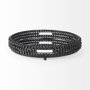 68675 - Decatur II 21L x 21W Black Wooden Bead Mirrored Bottom Round Tray