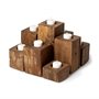 68453 - Cassius Light Brown Nine Wood Block Table Candle Holder 
