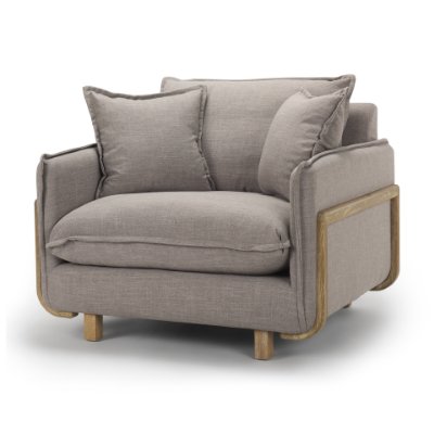 68714 - Roy II Flint Gray Upholstered and Brown Wood Frame Arm Chair