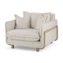 68713 - Roy II Beige Upholstered and Brown Wood Frame Arm Chair 