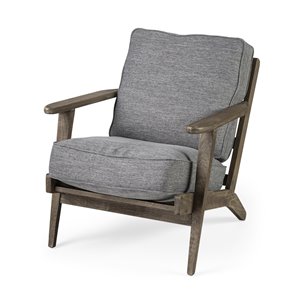 Olympus V Castlerock Grey Fabric Wrapped Brown Wooden Frame Accent Chair 