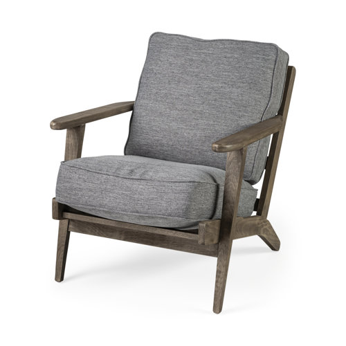 68727 - Olympus V Castlerock Grey Fabric Wrapped Brown Wooden Frame Accent Chair 