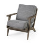 68727 - Olympus V Castlerock Grey Fabric Wrapped Brown Wooden Frame Accent Chair 