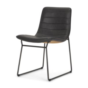 Thornton Solid Back Dining Side Chair | Faux Leather w/ Iron