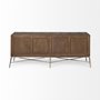 67116 - Swordfish 72L x 19W  x 30.25H Two-Tone Brown Wood Cabinet Silver Metal Base 4 Cabinet Door Sideboard