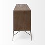 67116 - Swordfish 72L x 19W  x 30.25H Two-Tone Brown Wood Cabinet Silver Metal Base 4 Cabinet Door Sideboard