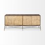 67116 - Swordfish 72L x 19W  x 30.25H Two-Tone Brown Wood Cabinet Silver Metal Base 4 Cabinet Door Sideboard