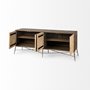 67116 - Swordfish 72L x 19W  x 30.25H Two-Tone Brown Wood Cabinet Silver Metal Base 4 Cabinet Door Sideboard