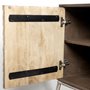 67116 - Swordfish 72L x 19W  x 30.25H Two-Tone Brown Wood Cabinet Silver Metal Base 4 Cabinet Door Sideboard