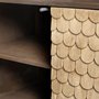 67116 - Swordfish 72L x 19W  x 30.25H Two-Tone Brown Wood Cabinet Silver Metal Base 4 Cabinet Door Sideboard