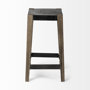 50507 - Nell 26" Seat Height Black Metal Seat & Foot Rest With Brown Wood Legs Stool
