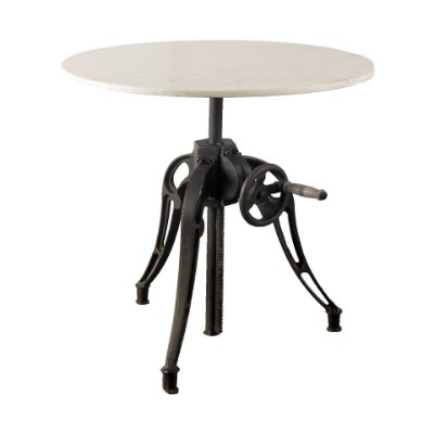 67504-AB - Emslie III 30" Round White Marble Top Black Metal Base Dining Table