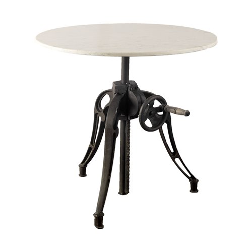 67504-AB - Emslie III 30" Round White Marble Top Black Metal Base Dining Table