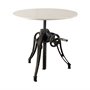 67504-AB - Emslie III 30" Round White Marble Top Black Metal Base Dining Table