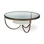 67804 - Reinhardt 36" Round Glass Top Marble Shelf Gold Metal Base Coffee Table