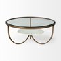 67804 - Reinhardt 36" Round Glass Top Marble Shelf Gold Metal Base Coffee Table