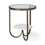 67805 - Reinhardt II 20" Round Glass Top Metal and Marble Detail End/Side Table