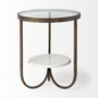 67805 - Reinhardt II 20" Round Glass Top Metal and Marble Detail End/Side Table