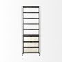 50210-AB - Sunnyvale 32L x 18W x 90H Dark Brown Solid Wood and Mirrored Glass Four Shelf Shelving Unit